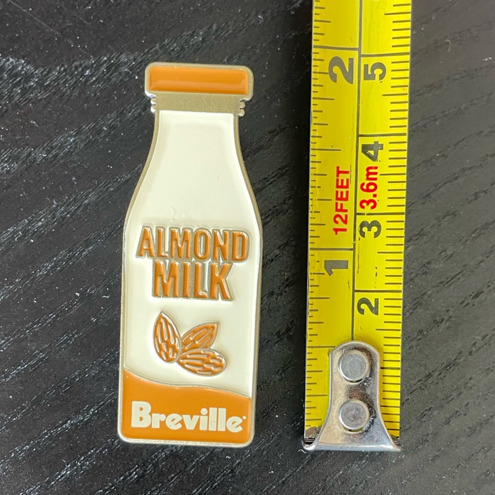 Breville Almond Milk Tote Bag Pin, Jean Jacket Pin NWT